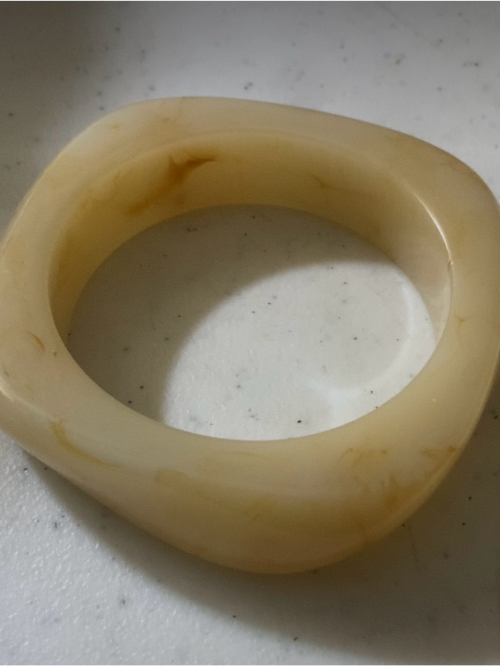 Cream Marbled Lucite Square Bangle